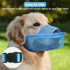 Nylon Dog Muzzle for Small Medium Large Dogs, Air Mesh Breathable and Drinkable Pet Muzzle for Anti-Biting Anti-Barking Licking