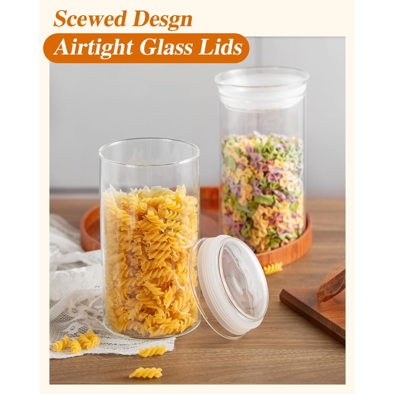 ZENS Glass Food Storage Jars Set of 2, 50oz Clear