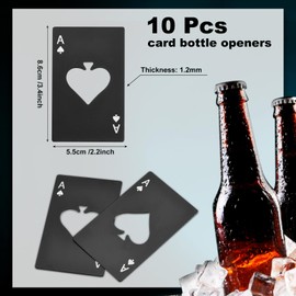 uxcell 10pcs Ace of Spades Bottle Opener, Stainless Steel Credit Card Size Beer Bottle Opener for Wallet Pocket, Can Cap Openers for Wedding Party Bridal Shower Present, Black