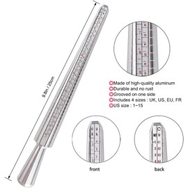Ring Mandrel Metal Ring Sizer Set with Jewelry Rubber Mallet Hammer Rings Size Measuring Tools Finger Gauge Wood Ring Shaper Tool Jeweler's Repair Kit
