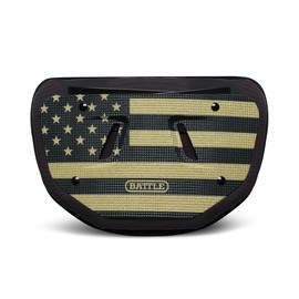 Battle Sports Diamond Football Back Plate – Hard Shell Lower Back Protector with Contoured Foam for High-Impact Protection for Youth, Kids and Adults (Black/Gold USA, Youth)