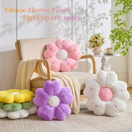 Flower Pillow, Flower Throw Pillow Cute Daisy Pillow Flower Shaped decorative pillows Cushion 15.6'' White yellow Flower Plush Throw Pillow Floor Pillows for Home Bedroom Sofa Chair Couch Decor