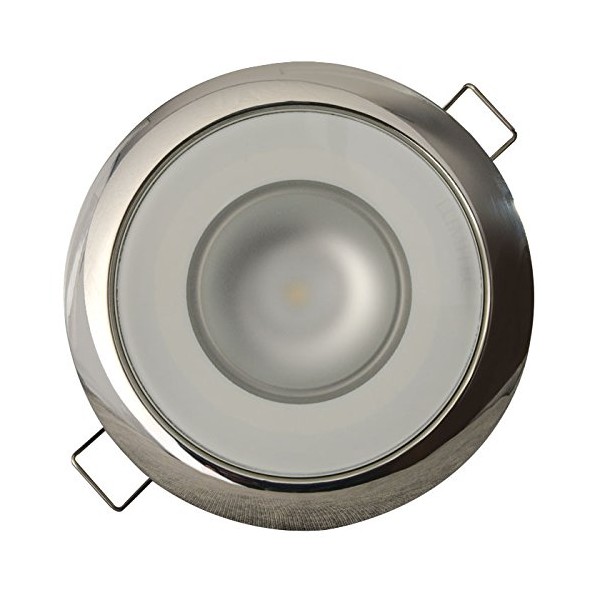 Lumitec Mirage SS Polished Bezel Exterior and Interior Flush Mount LED Down Light White Dimming Blue Dimming 113111