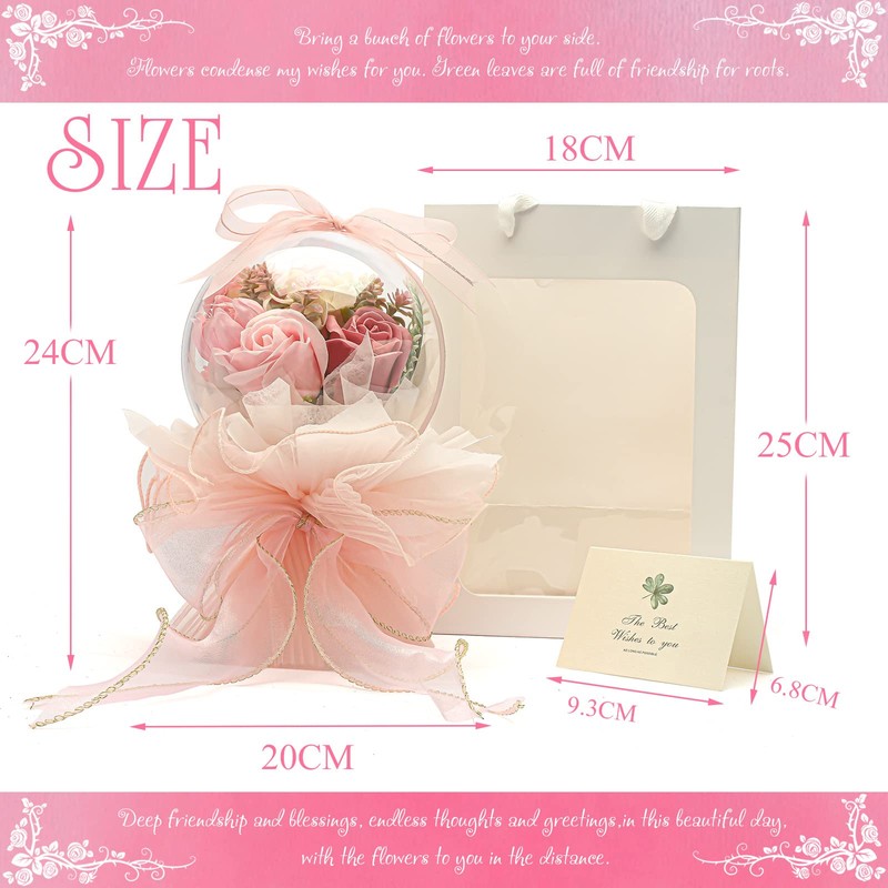 LOZIZI Bobo Ball Bouquet, Soap Flower Bouquet, Artificial Flowers, Non-Withering,
