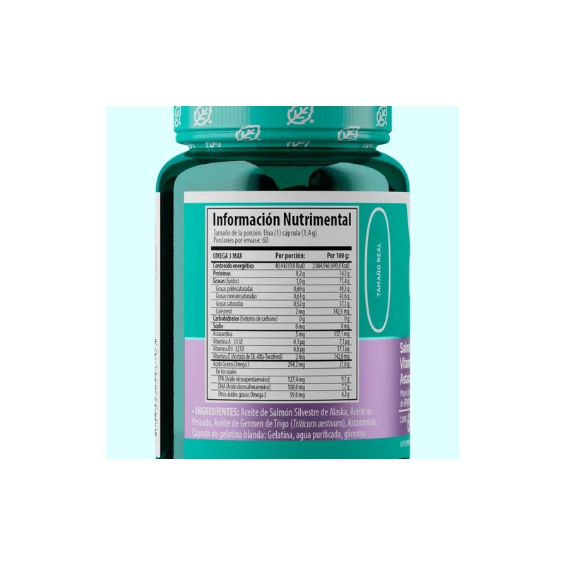 Solanum Línea Turquesa Omega 3 Max +vitaminas A,d,e- 60 Caps