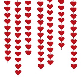 Geliking 72 Piece Red Felt Heart Garland Hanging String - Ready-to-Use Romantic Valentines Day Decorations for Home, Office, Wedding, Anniversary, Birthday Party - No DIY (Red)