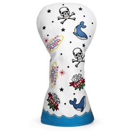 ゴルフクラブヘッドカバー Shark ゴブレットゴルフヘッドカバー ゴルフウッドカバー Aliennana ドライバーカバー （DR)フェアウェイウッド（FW)、ユーティリティ用(UT) (ドライバー用(1枚)) 高級刺繍 PUレザー製 (マレットパタ(1枚）)