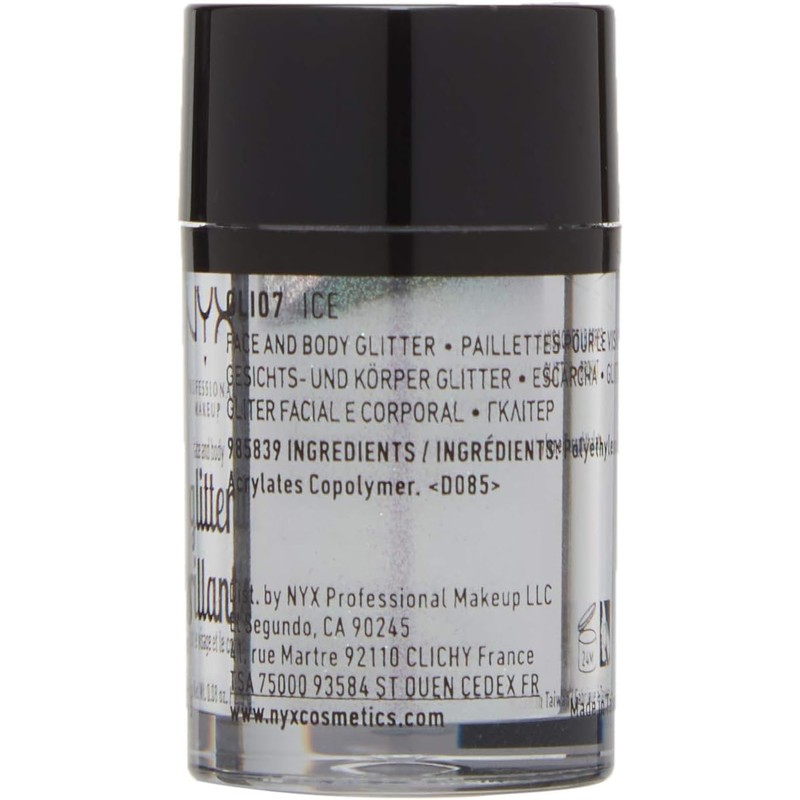 NYX Professional Makeup, Glitter para rostro y cuerpo, Tono Ice,