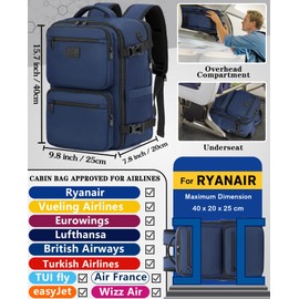 LYNXCHER Ryanair Cabin Bags 40x20x25 Travel Backpack Carry-ons Hand Luggage Bag Small Rucksack Underseat Cabin Size 20L Flight Laptop Bags(Dark Blue, S)