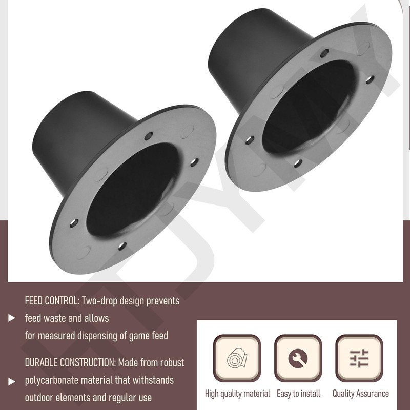 2 Drop Funnel for Deer Feeder, 2 Pack - Black,