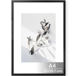 Feihorrm Picture Frame, 21 x 29.7 cm Photo Frame, for 21 x 29.7 cm Photos without Mount or 13.9 x 20 cm Photos with Mount, with Tempered Glass, Aluminium Picture Frame (Black, A4 (21 x 29.7 cm)