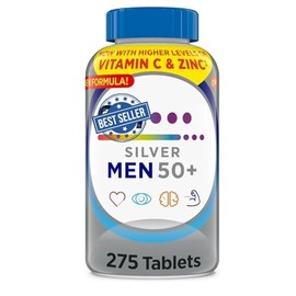 Silver Men 50 Plus 275 Tablets - Complete Daily Multivitamin Supplement, for Men and Senior Adults – High Potency Vitamins & Minerals for Men's Health Over 50