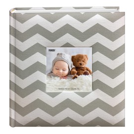 Pioneer Photo Albums Baby Chevron Fabric Frame Cover Photo Album 200 Pockets Hold 4x6 Photos, Gray