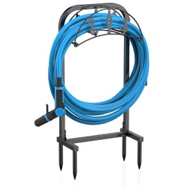Kesito Kesito Garden Hose Holder, Water Hose Holder with 4 Spikes, Hose Reel Holds 150ft Hose, Freestanding, Heavy Duty Hose Stand Hose Hanger Hose Storage Hose Organizer for Outside Lawn Yard