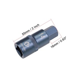TOP-VIGOR Hex Bit Socket, 1/2" Drive x H14 (14mm) Allen Key Socket, Premium S2 Steel Bits, Hex Bit with 2" Length for Car, Trucks Repair(for Hand Use Only) Blue