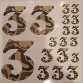 Unbranded Camouflage #3’s  Racing Number Vinyl Decals 1/10-1/12 Ford-Chevy-kia