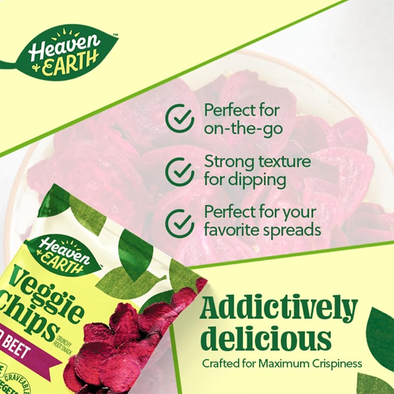 Heaven & Earth Beet Chips 1oz (6 Pack) Crisp and