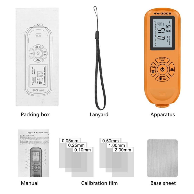 HW 300S Car Paint Film Thickness Gauge with Backlight Large