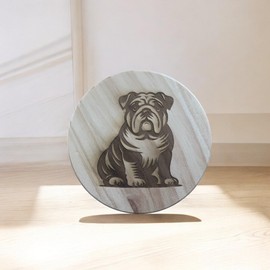 Ashton and Finch British Bulldog Coaster – Wooden British Bulldog Gift – Handcrafted Wooden Coaster for Dog Lovers