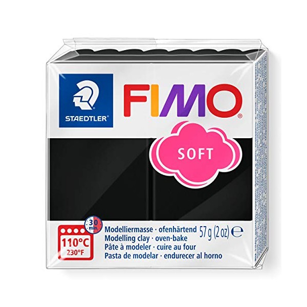 STAEDTLER Fimo Soft Modelling Clay, Black, 57 g (Pack of 1)