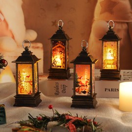 Christmas Decorations Mini Lantern Christmas Lanterns Decorative Christmas Tree Home Decoration Lamp Simulated Small Lantern Flame Christmas Decorations （4 PCS）