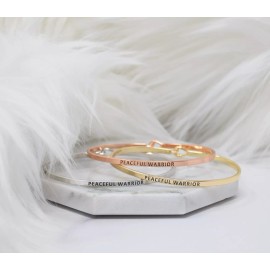 Curated Trinkets PEACEFUL WARRIOR  | Inspired Message Engraved Simple Bangle | GOLD