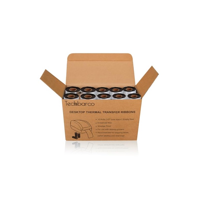 10 Rolls Desktop Thermal Transfer Ribbons -Enhanced Wax, 4.33" x