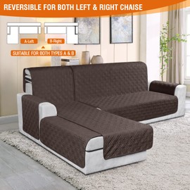 VANSOFY Sectional Couch Covers 100% Waterproof L Shaped Sofa Slipcover 3pcs Reversible Chaise Lounge Cover for Sectional Sofa Furniture Protector Cover for Pets Dog Cat(Small, Chocolate)