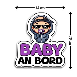 Baby on Board Sticker Car, Baby Thug Car Sticker, Baby on Board Sticker 16 x 16 cm, Weatherproof and UV-Resistant Sticker Car, Sticker Baby and Car Baby for Safe Drives with Your Child