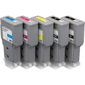 PFI-207 Full Color 300-ml Pigment Ink Tank Kit(5Pcs, Matte Black,Black Cyan Magenta Yellow) LOMENTI- PFI-207MBK PFI-207BK PFI-207C PFI-207M PFI-207Y Replacement for Canon IPF 680 IPF 680 Printer