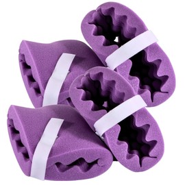Convoluted Foam Padded Heel Protectors [2 Pair 4 Total] Adjustable Eggcrate Foot Pillow Cushion Protector to Relieve Feet Pressure from Open Bed Sores, Ulcers and Injuries - Purple (2)