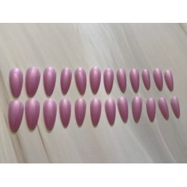 Fast Nails Press On Nails- 24 Pieces Trendy Glamorous Pink Mirror Finish Medium Almond Reflective Gloss Finish Reusable Nail Kit with Adhesive Tabs