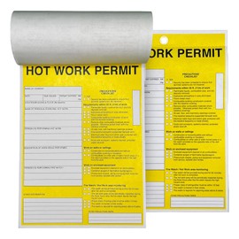 Tags 4 Less Hotwork Permit Maintenance Tags – Hotwork Permits with 2-Part Carbonless Bond Paper for Easy Record Transfers, Standard 5 5/8" x 8" Safety Checklist with Reinforced Hole (Pack of 25)