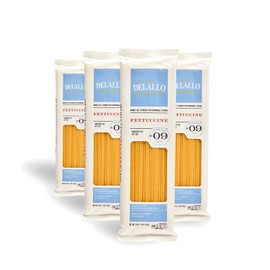 DeLallo Fettuccine Pasta, Made in Italy, Bronze Cut, Made with Only 100% Durum Wheat Semolina Flour, All Natural, Non-GMO, Kosher, Vegan, 1 Pound Bag, (4 Pack)