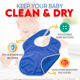 Toppy Toddler Large Waterproof Baby Bibs with Snap Buttons, Boys and Girls Bib Packs, 1-4 years (48-Pack, Boys ultra)