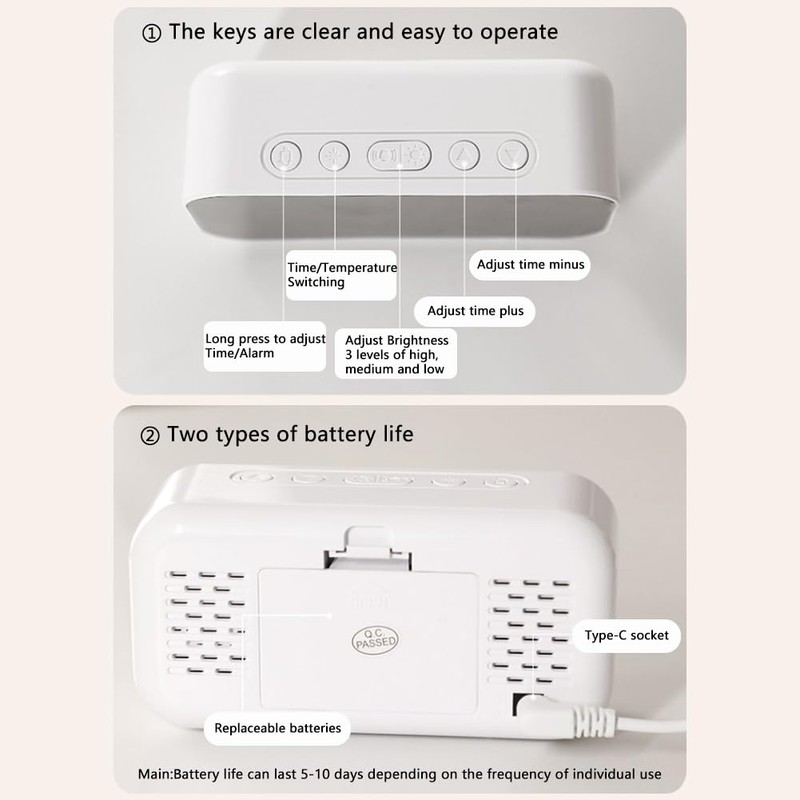 Itigoitie Cute Cat Desktop Clock Decoration,Smart Electronic Digital Mute Clock,Living