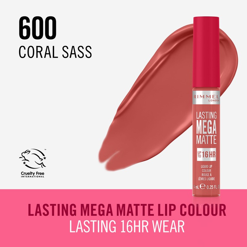 Rimmel London Lasting Mega Matte Liquid Lipstick, Long-Lasting, Hydrating, Vegan
