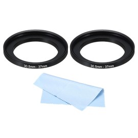 PATIKIL 30.5mm-37mm Metal Step Up Ring with Cleaning Cloth, 2 Pack Camera Lens Filter Adapter Ring Aluminum Filter Adapter Ring for Camera Lenses Hood, Black