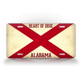 Alabama Flag Heart of Dixie License Plate Textured AL State Auto Tag