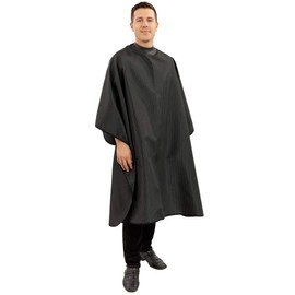 NeoCape Unigown PTFE Coated Hairdressing Gown - Premium Barber Cape with built-in Neoprene HairStop Collar (Black Pinstripe)