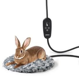 Petace Adjustable Temperature Heated Cat Bed & Dog Heating Pad with Timer, Chew-Resistant Cord, Thick and Soft Cover, Indoor Pet Heating Pad, Round 11.8"