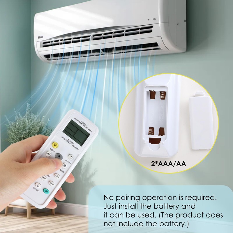 2 white universal remote controls for air conditioners, compatible with
