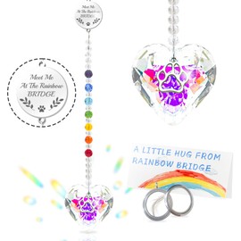 Teeloray Crystal Suncatcher Pet Memorial Gift, Rainbow Prism Window Decorative Black Gift Box