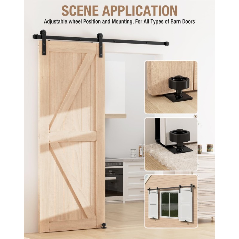 WINSOON Sliding Barn Door Floor Guide Wall Mounted Hardware for