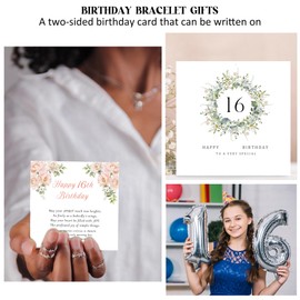 GEMAURA Sweet 16th Birthday Gifts Girl,Adjustable Silver Bracelet for Teenage Girls Sterling Silver Bracelet Sweet 16 Gifts for Girls Gifts Ideas with Cards for Sister Friend Daughter Granddaughter