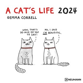 A Cat's Life 2024 - Wall Calendar - Brochure Calendar - 30 x 30 - 30 x 60 Open - Cats - Cartoon