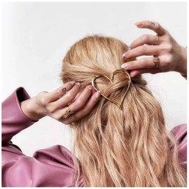Cimenexe Bohemian Gold Metal Heart Hair Pin Hair Clip Clips Hollow Headpiece Decorative Hair Accessories Jewellery for Women