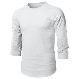 Hat and Beyond Mens Baseball Raglan 3/4 Sleeve Plain Casual Tee Basic Active T Shirts