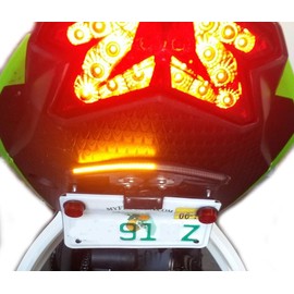Ninja ZX6R LED Light Bar Fender Eliminator Kit - Amber Turn Signals, Smoked Lens