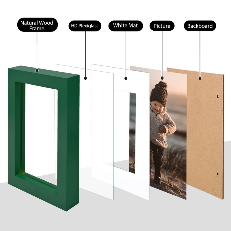 KINLINK 4x6 Frame Green, Solid Wood 4 x 6 Picture